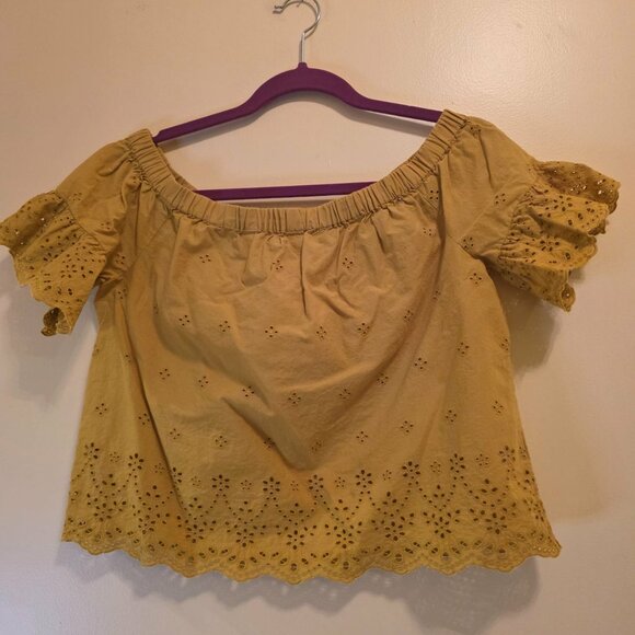 Madewell Eyelett Cropped Off The Shoulder Top M - Picture 1 of 4
